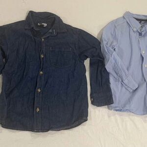 Lot of 2 Boys' Size 6 Button-Up Shirts - Denim and Blue (MickMack & OshKosh)